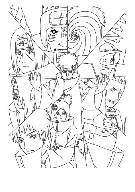 Akatsuki - Naruto Shippuden Akatsuki Drawing, Akatsuki Naruto, Naruto Sketch Drawing, Eyes Artwork, Naruto Sketch, Anime Akatsuki, Pencil And Paper, Drawing Inspo, Black Screen