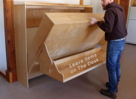 Planter Fence, Hidden Bookshelf, Murphy Bed With Desk, Bookshelf Closet, Study Bed, Build A Murphy Bed, The Batcave, Privacy Planter, Horizontal Murphy Bed