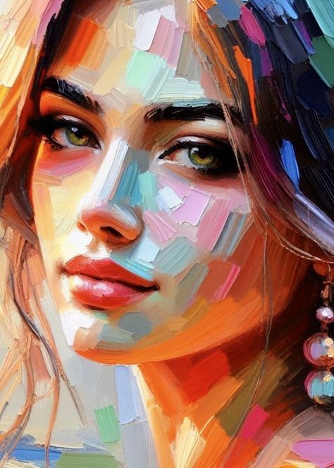 Cool Portraits Art, Famous Abstract Paintings, Colorful Portrait Painting, Dynamic Portrait, Best Painting Ever, Portrait Art Painting, Tropical Flowers Bouquet, Colorful Portrait Photography, Portrait Tutorial