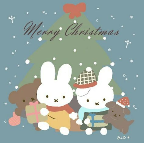 Miffy Wallpaper Christmas, Miffy Christmas, Pochacco Christmas, Miffy Wallpaper, Vintage Flowers Wallpaper, Jesus Wallpaper, Iphone Homescreen Wallpaper, Sanrio Wallpaper, Holiday Wallpaper