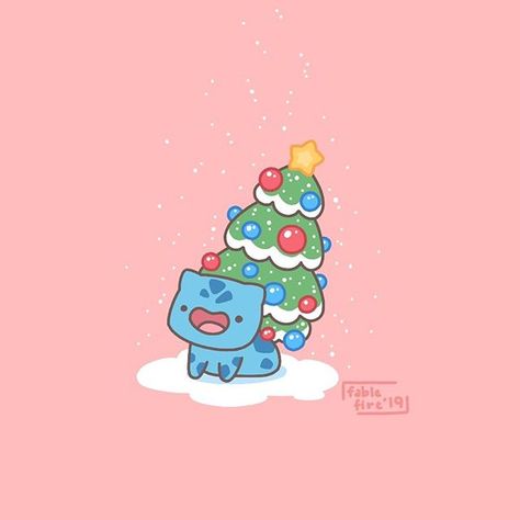 How lovely are thy branches... . . . . . #bulbasaur #pokemon #fanart #nintendo #pokemonart #pokemonartwork #anime #animeart #animelove… Pokemon Christmas Card, Pokemon Decal, Xmas Wallpapers, Christmas Pokemon, Christmas Tumblr, Christmas Magnets, Pokemon Christmas, Pokemon Diy, Lunch Notes