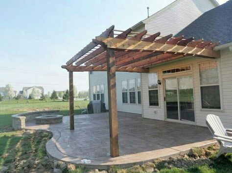 Stone Patio Designs, Small Pergola, Pergola Diy, Stone Patio, Patio Fireplace, Building A Pergola, Backyard Pergola, Patio Backyard, Pergola Kits