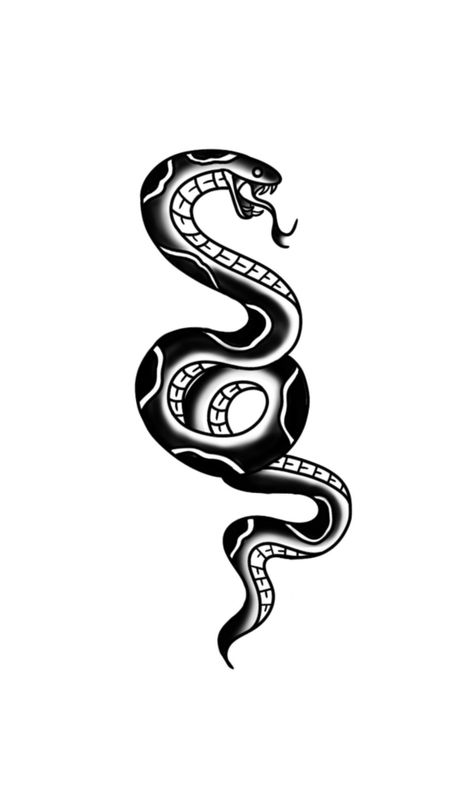 Trad Snake Tattoo, Traditional Blackwork, Black Snake Tattoo, Traditional Tattoo Stencils, Traditional Snake Tattoo, Traditional Tattoo Drawings, Traditional Black Tattoo, Tattoo Catalog, Simple Arm Tattoos