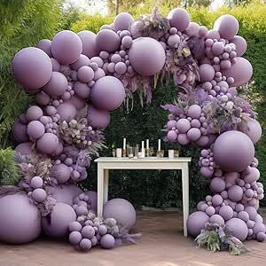 Dusty Purple Balloons Double Stuffed Boho Purple Balloons Different Sizes 18/12/5 Inch Retro Lilac Pastel Lavender Balloon Garland Arch For Wedding Birthday Baby Shower Bridal Shower Party Decoration Lavender Balloon Garland, Lilac Baby Shower, Lavender Balloons, Arch For Wedding, Lilac Pastel, Boho Purple, Pastel Lavender, Baby Shower Purple, Purple Balloons