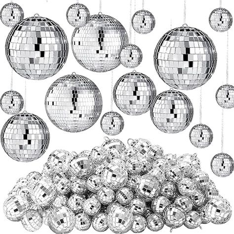 Mini Disco Balls, Disco Ball Hanging, Disco Ball Decorations, Silver Disco Ball, Music Themed Parties, Small Mirror, Mirror Silver, Dj Party, Ball Decorations