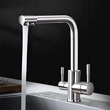 Mixer Tap Double control Hot and cold water tap Wash basin kitchen Rotatable stainless steel faucet Stainless Steel Faucet Kitchen, Stainless Steel Kitchen Faucet, Faucet Kitchen, Kitchen Sink Taps, Basin Design, Corner House, Minimalist Contemporary, Sink Taps, Water Tap