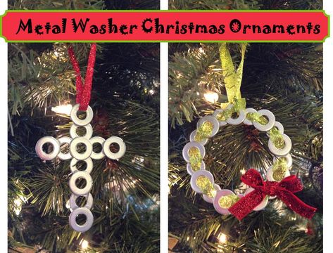 metal washer ornaments Washer Crafts, Jesse Tree Advent, Cross Ornaments, Advent Tree, Camp Projects, Jesse Tree, Ornaments Homemade, Craft Easy, Vbs Crafts