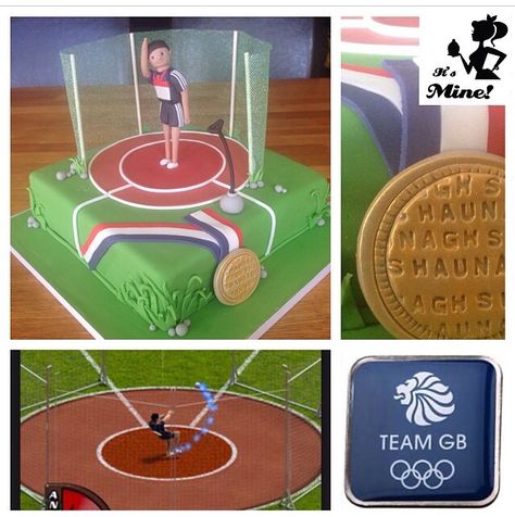 Hammer throw cake GB team Football Senior Photos, Hammer Throw, Track Team, Special Event Cakes, Wedding Anniversary Cakes, Team Gb, Dessert Decoration, Great British, Anniversary Cake