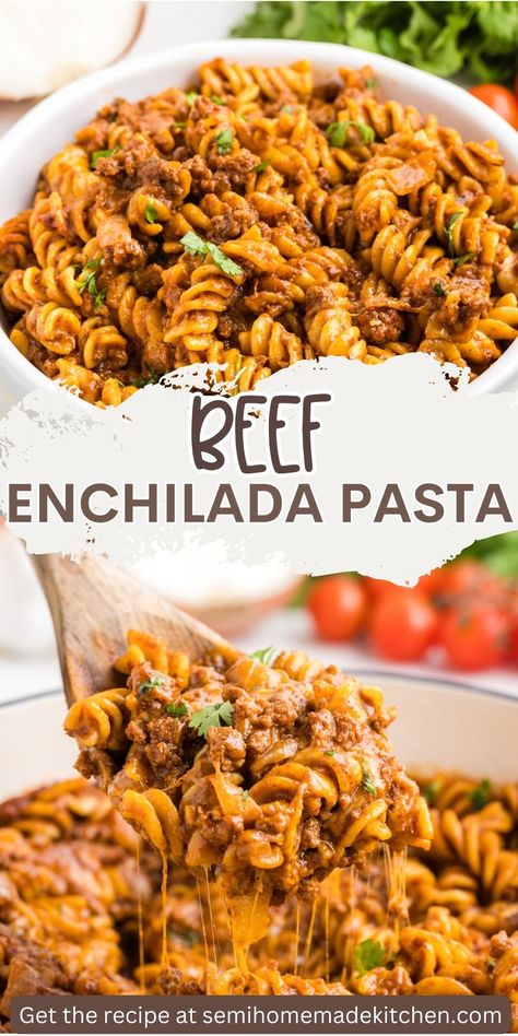 One Pot Enchilada Pasta, Mexican One Pot Meals, Cheap Pasta Meals, Enchiladas Pasta, One Pan Enchilada, Beef Enchilada Pasta, Mexican Pasta Recipes, Cheap Pasta Recipes, Cheap And Easy Meals