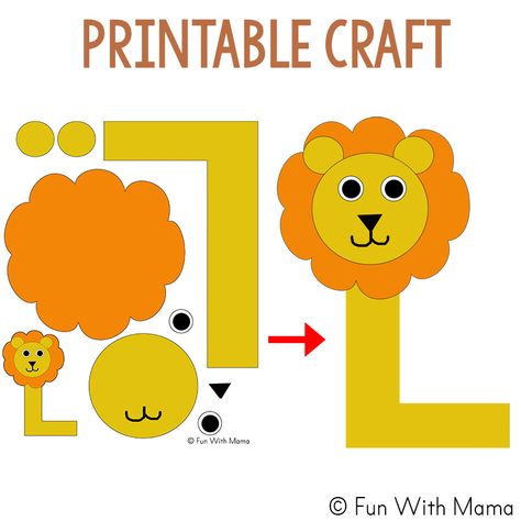 l is for lion craft Letter Ll Crafts Preschool, L Craft For Preschool, L Projects For Preschool, Letter L Craft Preschool, Preschool Letter L Crafts, Letter L Preschool Crafts, L Is For, Letter L Craft, Lion Template