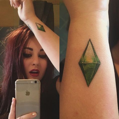 Sims Plumbob Tattoo, Sims Tattoo Ideas, Plumbob Tattoo, Sims Tattoo, Chevy Tattoo, Sims Plumbob, Sims 4 Cc Skin, Sims 4 Cc Furniture, Disney Tattoos