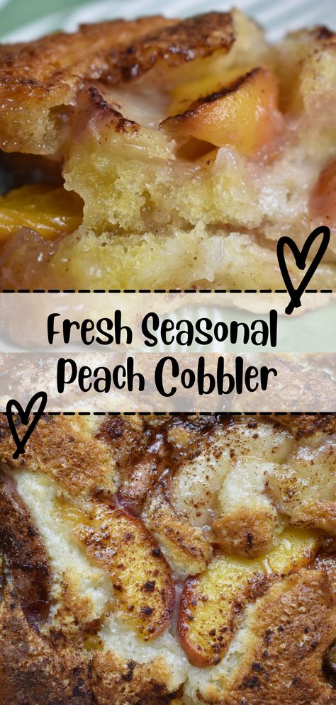 Gooey peaches topped with buttery biscuity sponge. Perfect with a dollop of vanilla ice cream. Make the most out of your seasonal produce. Super quick and easy to make. Peach Sponge Pudding, Peach Cobbler Ingredients, Sponge Pudding, Suet Pudding, Seasonal Produce, Cinnamon Milk, Variety Of Fruits, Peach Cobbler, In Season Produce