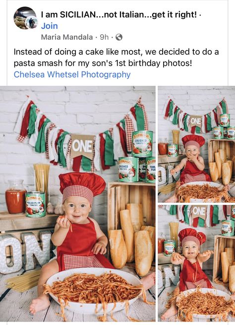 Pizza First Birthday Photo Shoot, Italian Themed Birthday Party Ideas, Pizza One Year Old Photoshoot, Italian Food Birthday Party, Italian Themed Smash Cake, Pizza Birthday Photoshoot, 100 Foods Before One Photoshoot, Pizza Smash Cake Photoshoot, 1st Birthday Italian Theme