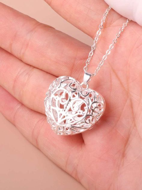 Cheap Personalized Heart-shaped Charm Necklaces, Elegant Heart-shaped Stainless Steel Charm Necklaces, Heart-shaped Stainless Steel Charm Necklace With Adjustable Chain, Silver Heart-shaped Crystal Necklace With Heart Charm, Heart-shaped Stainless Steel Charm Necklace For Valentine's Day, Silver Bags, Silver Heart Necklace, Heart Gifts, Copper Pendants