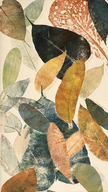 indigoblueandlimetrees: “ Autumn leaf II by Mariann Johansen Ellis ” Art Et Illustration, Autumn Leaf, Leaf Nature, Art And Illustration, Monoprint, Leaf Art, Art Plastique, Linocut, 3d Art