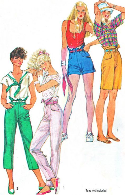 1980s Womens Tapered Pants Capri Pants Shorts High by paneenjerez, $16.00 1990 Style, Vintage Outfits 50s, 1980 Fashion, Fancy Skirts, Fashion Illustration Vintage, 20th Century Fashion, Evolution Of Fashion, 1980s Fashion, Dark Wear