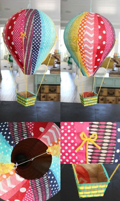 if you know me and DIY’s, you know you’re in for a long post! i’m not just going to show you how to make one hot air balloon, i’m going to show you how to make 17 different balloons!  3 or 4 times a y Ballon Pinata, Balloon Pinata, Hot Air Balloon Craft, Diy Hot Air Balloons, Hot Air Balloon Party, Hot Air Balloon Decorations, Kraf Kertas, Balloon Crafts, Mini Balloons