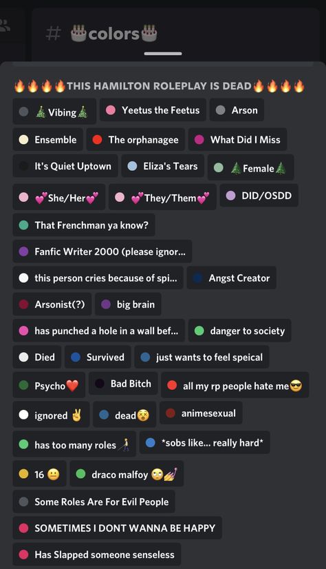 Funny Roles For Discord, Discord Role Ideas Funny, Aesthetic Discord Profile Ideas, Discord Role Ideas, Roles Discord, Discord Server Role Ideas, Discord Status Ideas, It's Quiet Uptown, Discord Status