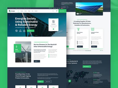 Energy Website Design, Solar Website, Energy Website, Creative Market Design, Web Design Examples, Good Advertisements, Directory Design, Ui Design Website, Business Website Design