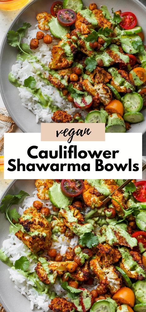 Plat Vegan, Plats Healthy, Vegan Cauliflower, Tasty Vegetarian Recipes, Vegetarian Dinners, Veg Recipes, Meatless Meals, Vegetarian Recipes Healthy, Vegan Dinner Recipes