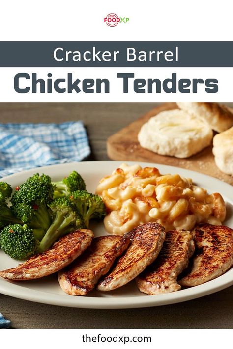 Cracker Barrel Chicken Tenders Cracker Barrel Chicken Tenders, Chicken Recipes With Cream Cheese, Cracker Barrel Grilled Chicken, Cracker Barrel Chicken, Grilled Chicken Strips, Chicken Strip Recipes, Chicken Tenders Recipe, Grilled Chicken Tenders, Chicken Tenderloin