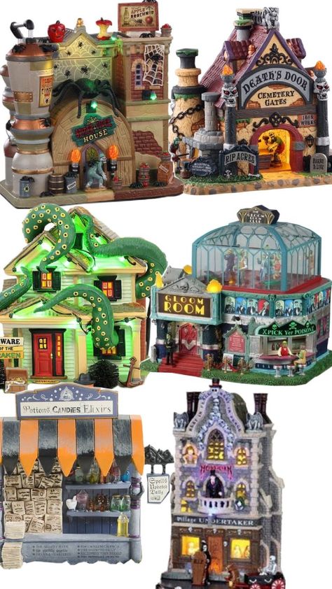 Spooky Town Village Display, Spooky Town Village, Village Ideas, Lemax Spooky Town, Spooky Town, Village Display, Halloween Village, Halloween Displays, Doll Houses