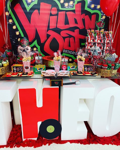 17th Birthday party theme Wildnout Party Theme, Cousin Party Ideas, Wild N Out Party Theme, Sweet 17 Birthday Ideas Theme Black, 13 Birthday Party Themes, 18th Birthday 2000s Theme, 21st Birthday Ideas 2000s Theme, Hip Hop Sweet 16 Themed Parties, 21st Birthday 2000 Theme