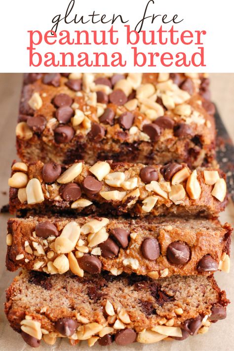 This moist and gluten-free Healthy Peanut Butter Banana Bread is an easy breakfast recipe made with chocolate chips, almond flour, and maple syrup! It's simple and the best for busy mornings or afternoon snack! #bread #bananabread #peanutbutter #recipe #food #healthy #glutenfree #grainfree Banana Bread Almond Flour, Snack Bread, Butter Banana Bread, Peanut Butter Banana Bread, Gluten Free Bagels, Peanut Butter Bread, Healthy Afternoon Snacks, Easy Breakfast Recipe, Gluten Free Peanut Butter