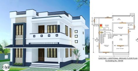 1650 Sq Ft 3BHK Beautiful Double Floor House And Free Plan - Engineering Discoveries 30x50 House Plans, Modern Bungalow House Plans, Double Storey House Plans, Kerala House, Indian House Plans, 2 Storey House Design, Indian House, House Balcony, House Facades