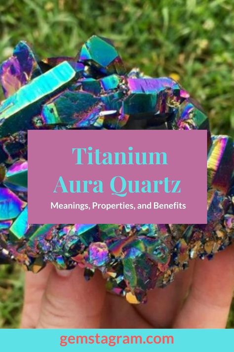 Aura Amethyst Meaning, Titanium Aura Quartz Meaning, Purple Aura Quartz, Titanium Crystal, Crystal Seashells, Quartz Properties, Titanium Aura Quartz, Purple Aura, Crystal Properties