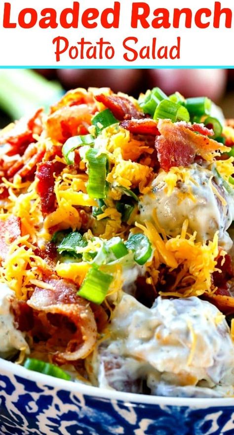 Potato Salad With Bacon, Loaded Potato Salad, Ranch Potato Salad, Loaded Baked Potato Salad, Potato Salad Recipe Easy, Baked Potato Salad, Potato Salad With Egg, Pastas Recipes, Bacon Potato Salad