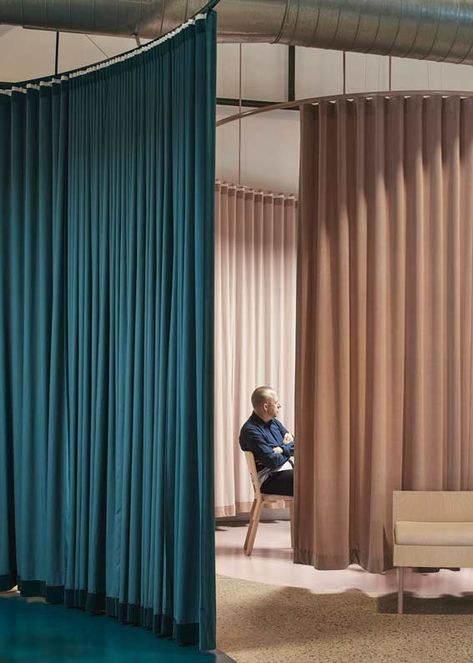 Bresic Whitney Darlinghurst Office Curtains, Curtain Partition, Hm Home, Workplace Design, Retail Interior, Pink Lady, Curtain Designs, Retail Space, Residential Architecture