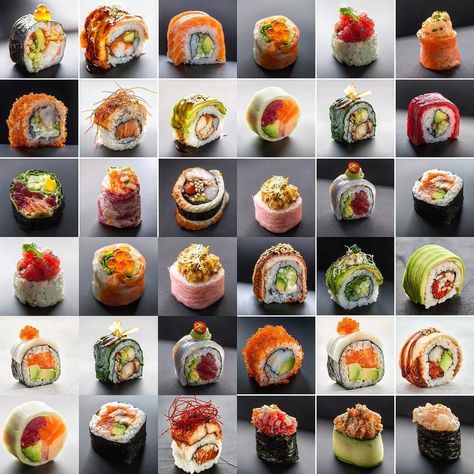 Japanese Food Menu, Sushi Buffet, Picture Food, Menu Sushi, Sushi Recipes Homemade, Sushi Roll Recipes, Japanese Food Sushi, Sushi Menu, Types Of Sushi