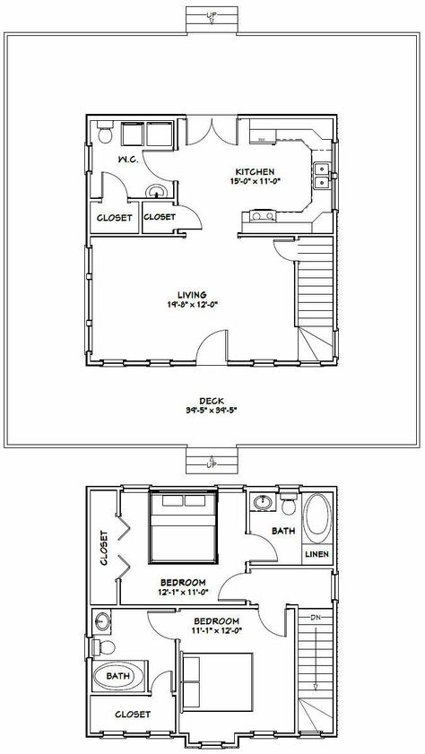 24X24 HOUSE -- 2 Bedroom 2.5 Bath -- PDF FloorPlan -- 1,092 sqft -- Model 11B - $29.99 | PicClick Small House Plans With Garage, Microwave Over Range, House Plans With Garage, Little House Plans, Lap Siding, Garage House Plans, Cottage Plan, Wrap Around Porch, Garage Plans