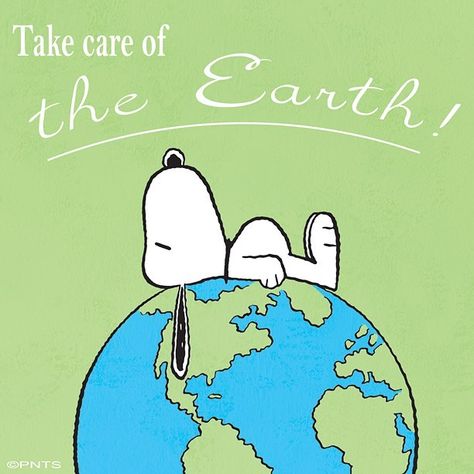 Take care of the planet!  #EarthDay Woodstock Snoopy, Peanuts Characters, Snoopy Wallpaper, Snoopy Quotes, Snoopy Pictures, Snoop Dog, Keramik Design, Snoopy Love, Charlie Brown Peanuts