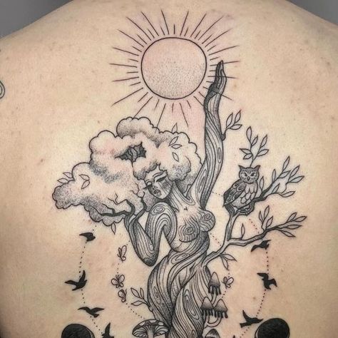 Mother Nature Tattoo, Tattoo Tree, Mother Nature Tattoos, Giant Canvas, Back Piece Tattoo, Pieces Tattoo, Back Piece, Back Pieces, Nature Tattoos