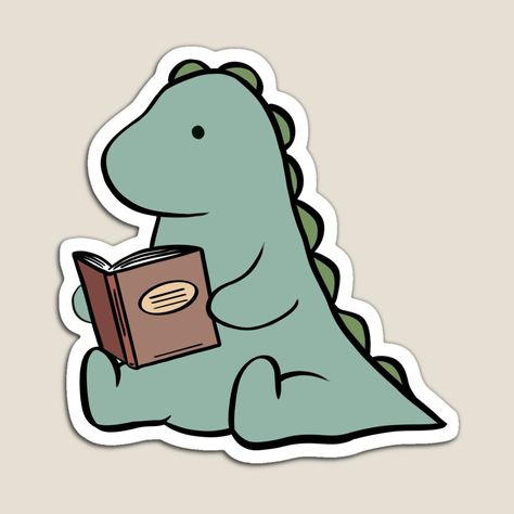 Dinosaur Stickers Printable Free, Dinosaur Reading A Book, Cute Dinosaur Doodle, Redbubble Stickers Aesthetic, Sage Green Stickers, Stickers Printable Aesthetic, Dinosaur Reading, Dinosaur Doodle, Cute Little Stickers