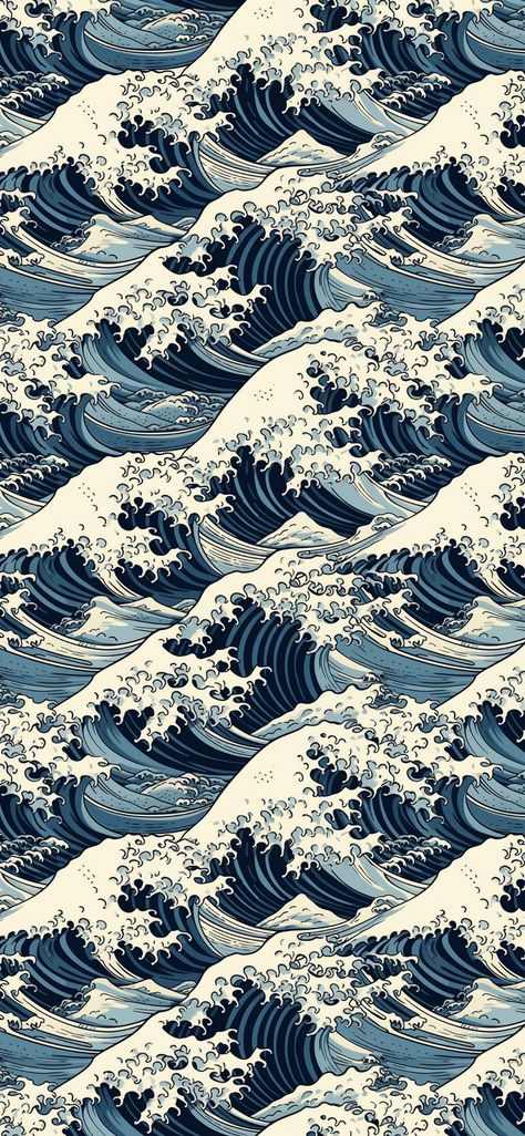 Waves by Katsushika Hokusai --v 5.1 Hokusai Wallpaper Iphone, Japanese Wave Illustration, Katsushika Hokusai Wallpaper, Wave Screensaver, Hokusai Wave Wallpaper, The Great Wave Wallpaper, Great Wave Off Kanagawa Wallpaper, Hokusai Wallpaper, The Wave Wallpaper