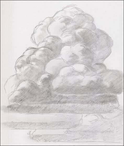 Drawing Mini Clinic - How to Draw Thunderhead Clouds, Demo 1, Part 4 Thunderhead Clouds, Loose Sketches, Draw Clouds, Drawing Mini, Disney Painting, Finding Neverland, Pencil Drawing Tutorials, Drawing Exercises, Cloud Drawing