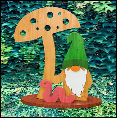 Mushroom Gnome, Tree Gnome, Wood Yard Art, Halloween Wood Crafts, Scroll Saw Patterns Free, Gnome Patterns, Gnomes Crafts, Wooden Shapes, Scroll Saw Patterns