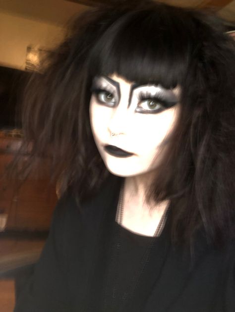 trad goth makeup with bats nest hairstyle (@/cylviast) Bat Nest Hair, Bats Nest Hair, Trad Goth Makeup, Trad Goth, Makeup Board, Goth Beauty, Gothic Makeup, Goth Makeup, Gorgeous Hair