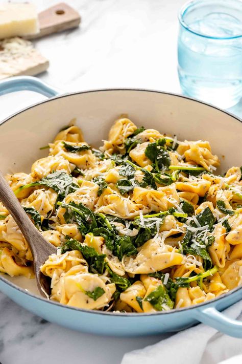 A Skillet Tortellini With Greens That Comes Together in One Pan? Sign Me Up! How To Make Tortellini, One Pan Dinner, 5 Ingredient Recipes, Spinach Pasta, Easy Dinner Ideas, Simply Recipes, Pasta Dish, Quick Cooking, Greens Recipe