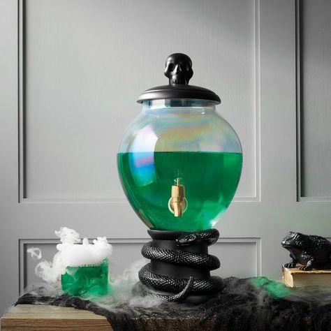 For Potions, Concoctions, and Cocktails: Light Up Glass and Iron Halloween Beverage Dispenser Target Halloween Decor, Halloween Pumpkin Images, Matching Family Halloween Costumes, Glass Beverage Dispenser, Target Halloween, Beverage Dispenser, Goth Home Decor, Halloween Drinks, Halloween Lights