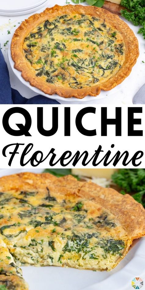 Quiche Florentine Recipe, Quiche Florentine, Best Quiche, Vegetable Quiche Recipes, Sauté Onions, Florentine Recipe, Vegetarian Quiche, Spinach Quiche Recipes, Florentines Recipe