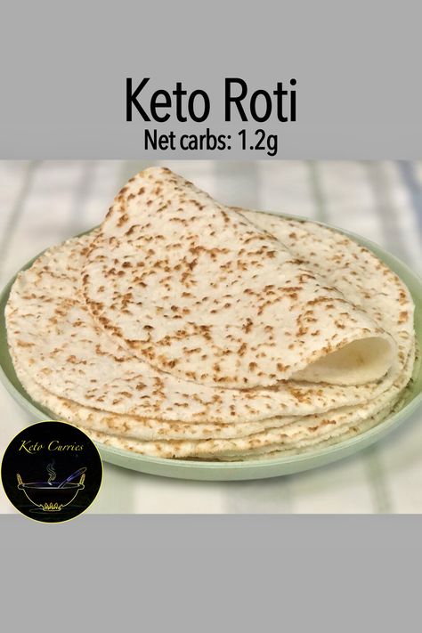 This Keto roti is soft and pliable. It pairs well with lots of different Indian curries. They are made of coconut flour and psyllium husk. They are easy to make and can be frozen and heated up anytime. #ketoroti #ketochapati #ketotortilla #ketoflatbread #ketonaan #ketococonutflourroti #coconutflour #ketorecipes #ketocurry Psyllium Husk Recipe, Keto Flatbread, Coconut Flour Tortillas, Keto Curry, Indian Curries, Keto Tortillas, Coconut Flour Recipes, Roti Recipe, Flour Tortilla