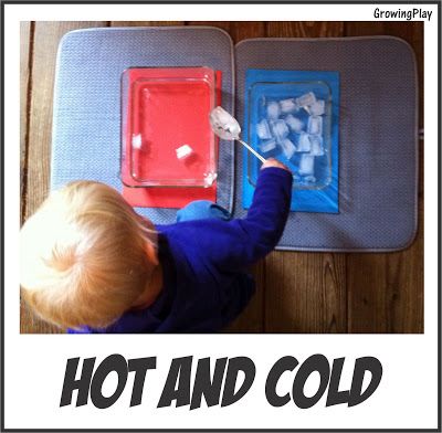 Age 2-4. M 4.11  Move objects from one container to another. M 1.19 Identify when something is hot and cold. Opposites Preschool, Toddler Games, Science For Toddlers, Toddler Themes, Toddler Lessons, Toddler Class, Lesson Plans For Toddlers, Cold Weather Activities, Toddler Activity