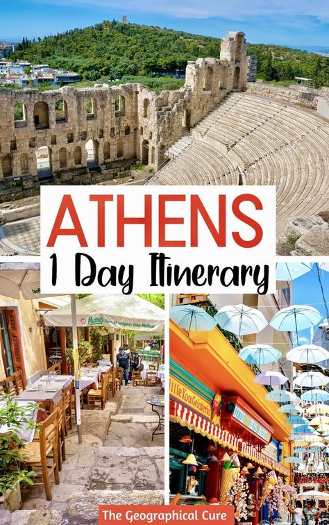 Pinterest pin for One Day In Athens Itinerary Athens Itinerary, Greek Cruise, Parthenon Athens, Greece Cruise, Things To Do In Athens, Italy Trip Planning, Athens Travel, Greece Honeymoon, Greek Vacation