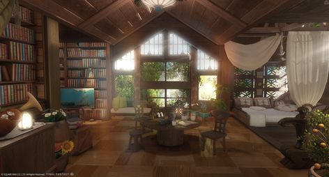 Ffxiv Apartment, Fantasy House Interior, Cabin Room, High Room, Fantasy House, House Inspo, House Inspiration, Summer House, House Rooms