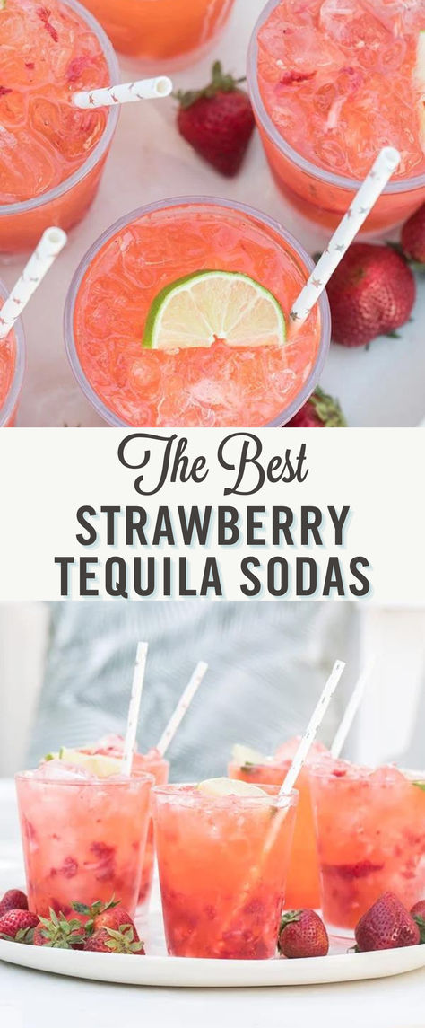 Try these delicious Strawberry Tequila Sodas!  These tequila sodas are refreshing and filled with flavor. Tequila, tonic water (or club soda), and lime juice with muddled strawberries are the perfect summer cocktail combination. Tequila And Club Soda Drinks, Strawberry Lime Vodka Smash, Cocktails With Poppi Soda, Easy Cocktail Recipes Tequila, Easy Tequila Drinks Simple Cocktail Recipes, Easy Tequila Cocktail Recipes, Muddling Cocktails, Easy Tequila Drinks Simple, Club Soda Cocktails