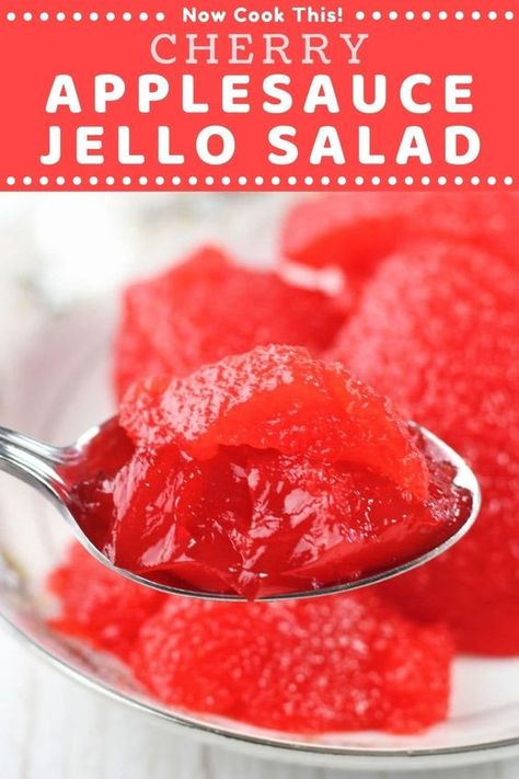 Healthy Jello Salad, Jello Thanksgiving, Cherry Applesauce, Walking Salad, Red Hot Jello, Applesauce Jello Recipe, Fluffy Jello, Applesauce Jello, Jello Salad Recipes